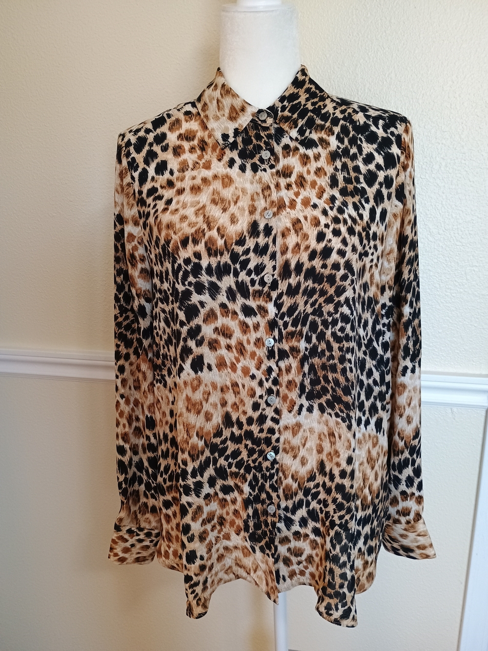 🆕 Leopard Print Button-Down Blouse - Brown/Black